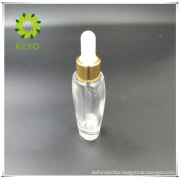 30ml clear cosmetic glass bottle with rubber dropper